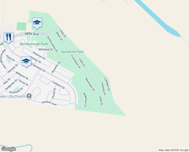 map of restaurants, bars, coffee shops, grocery stores, and more near 55 Hannay Street in Moranbah