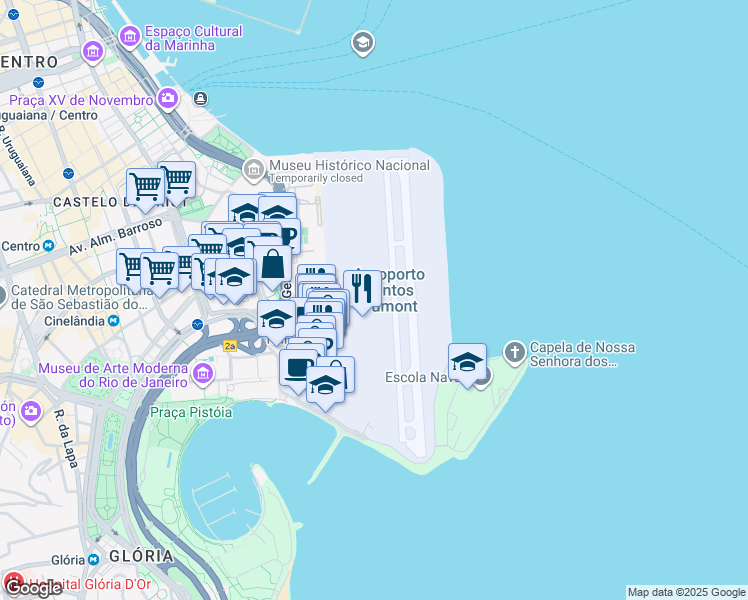 map of restaurants, bars, coffee shops, grocery stores, and more near s/n Praça Senador Salgado Filho in Rio de Janeiro