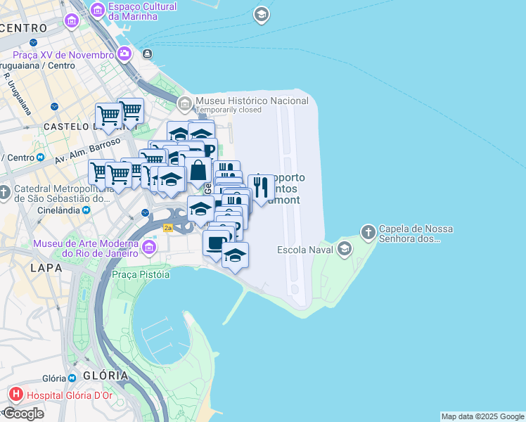 map of restaurants, bars, coffee shops, grocery stores, and more near s/n Praça Senador Salgado Filho in Rio de Janeiro