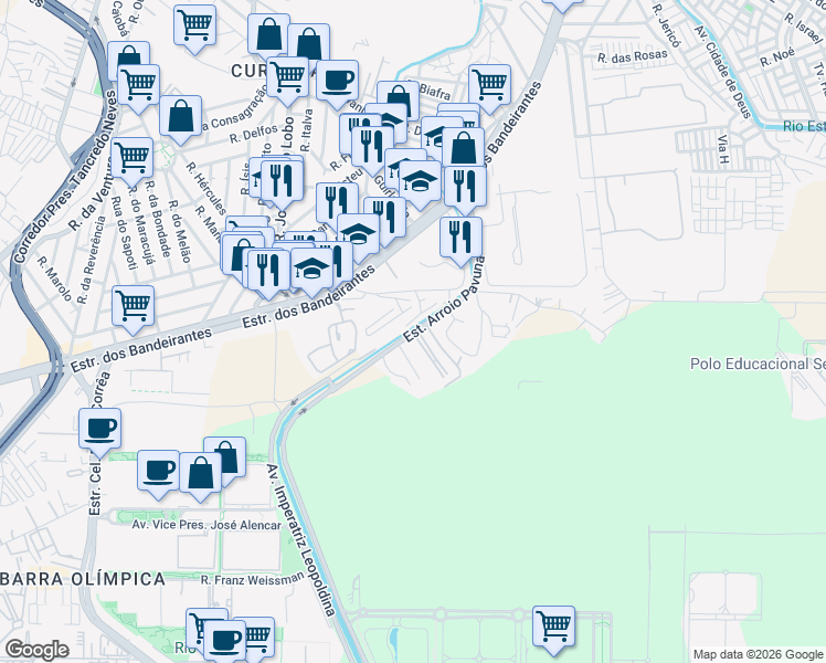 map of restaurants, bars, coffee shops, grocery stores, and more near in Rio de Janeiro