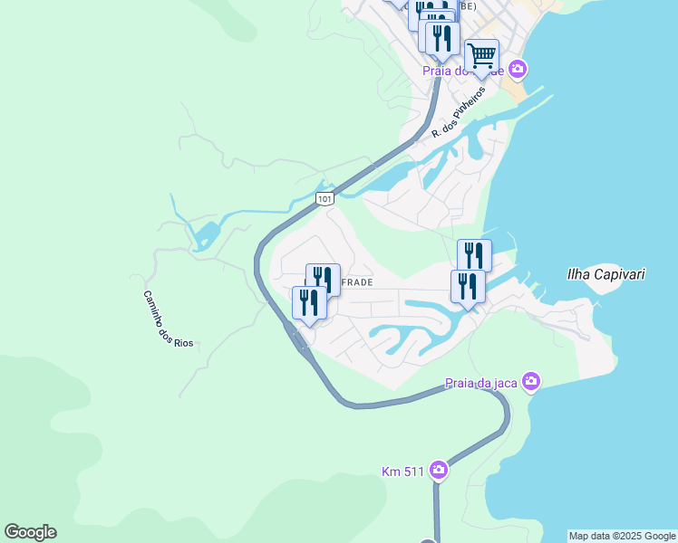 map of restaurants, bars, coffee shops, grocery stores, and more near in Angra dos Reis