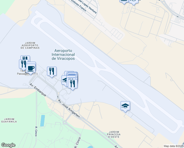 map of restaurants, bars, coffee shops, grocery stores, and more near 18550-000 Avenida dos Pinheiros in Boituva