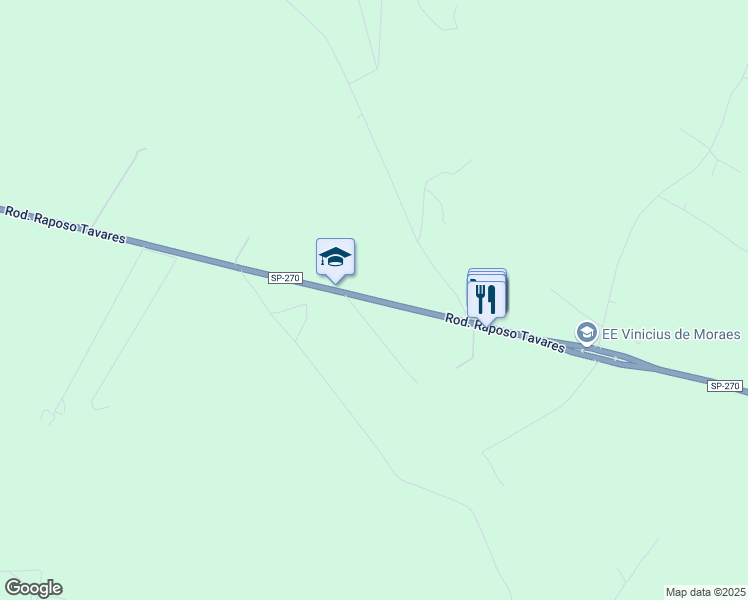 map of restaurants, bars, coffee shops, grocery stores, and more near SP-270 in Ipaussu