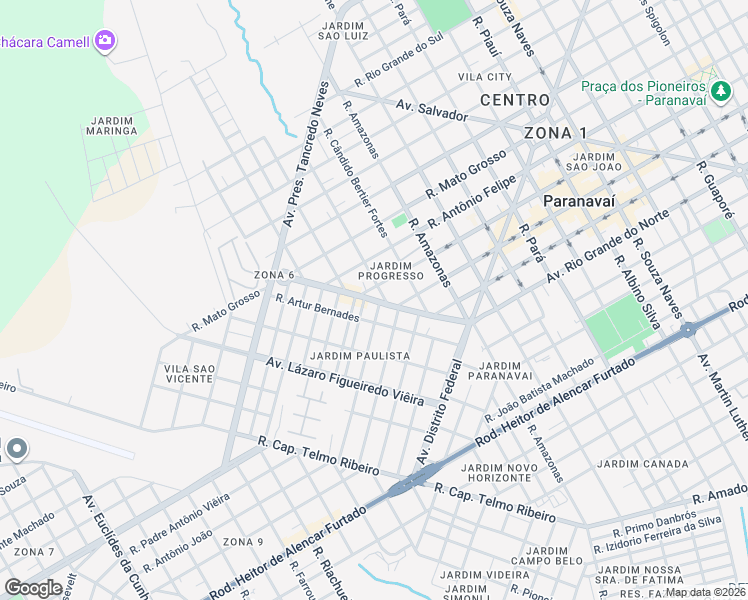 map of restaurants, bars, coffee shops, grocery stores, and more near Avenida Presidente Juscelino Kubitschek de Oliveira in Paranavaí