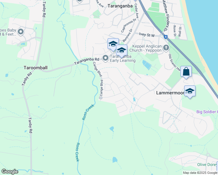 map of restaurants, bars, coffee shops, grocery stores, and more near 8 Nautilus Street in Taroomball