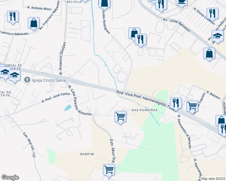 map of restaurants, bars, coffee shops, grocery stores, and more near 2 Rodovia Vice Prefeito Hermenegildo Tonoli in Jundiaí