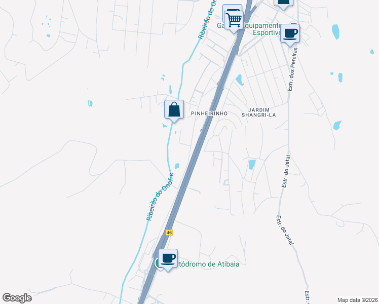 map of restaurants, bars, coffee shops, grocery stores, and more near Rua Luiz Onofre de Amorim in Atibaia