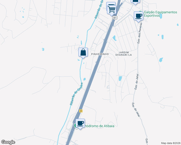map of restaurants, bars, coffee shops, grocery stores, and more near Rua Luiz Onofre de Amorim in Atibaia