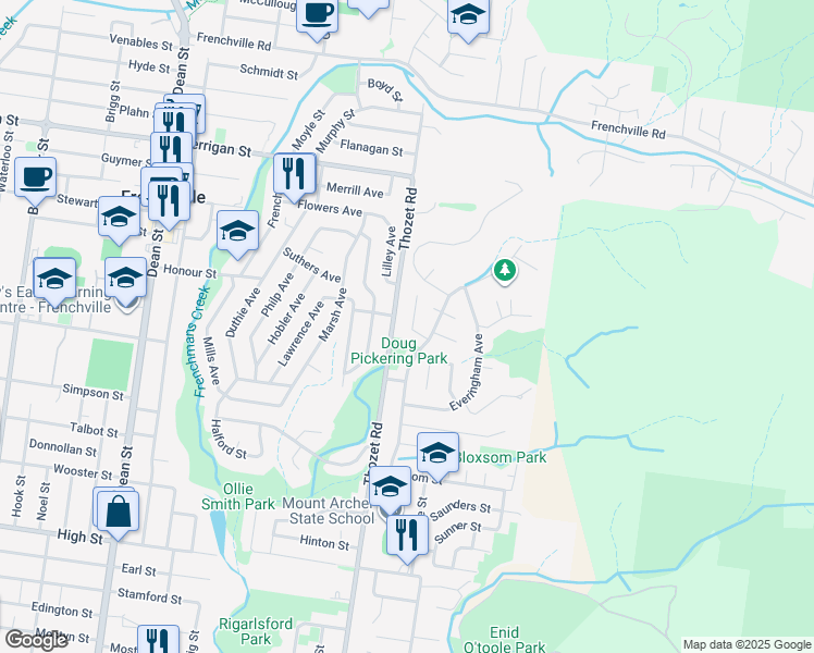 map of restaurants, bars, coffee shops, grocery stores, and more near 11 Sheedy Avenue in Frenchville