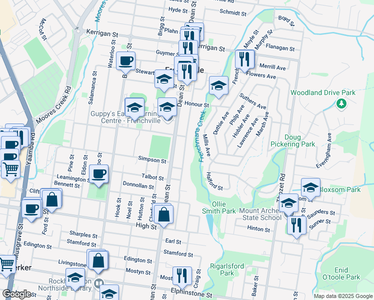 map of restaurants, bars, coffee shops, grocery stores, and more near 312 Diplock Street in Frenchville