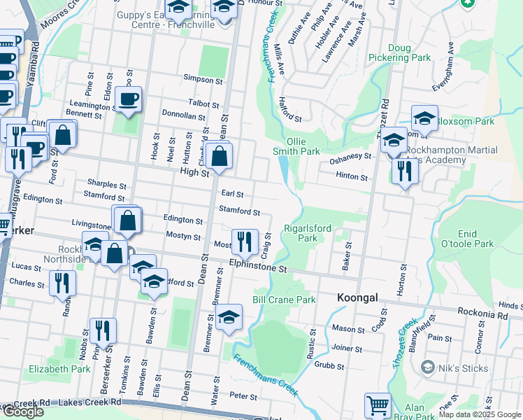 map of restaurants, bars, coffee shops, grocery stores, and more near 199 Stamford Street in Berserker