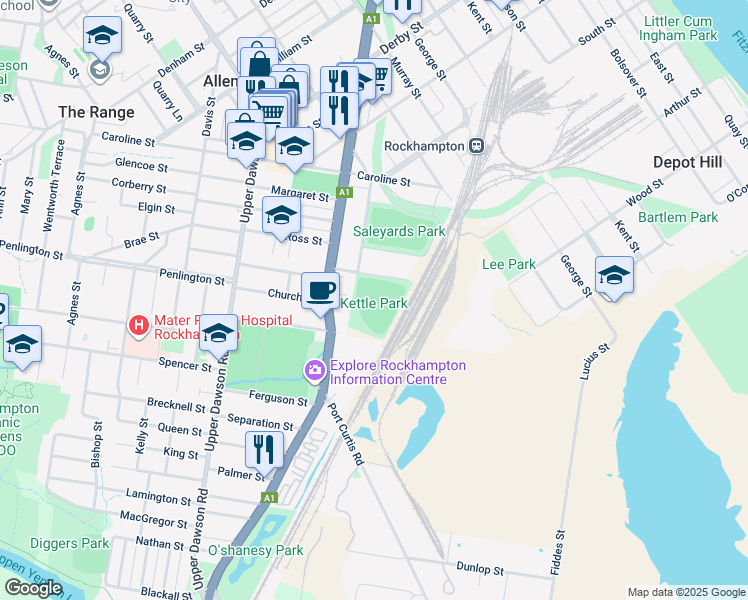 map of restaurants, bars, coffee shops, grocery stores, and more near 12 Elizabeth Street in Allenstown