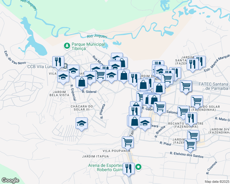 map of restaurants, bars, coffee shops, grocery stores, and more near 6 Rua Estrela D'Alva in Santana de Parnaíba