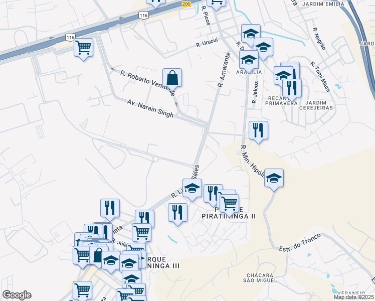 map of restaurants, bars, coffee shops, grocery stores, and more near 1070 Rua Landri Sáles in Guarulhos