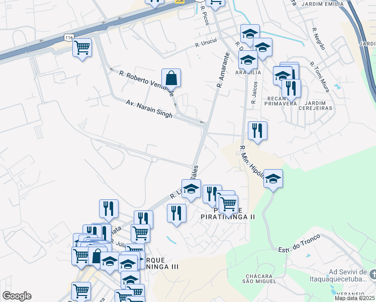 map of restaurants, bars, coffee shops, grocery stores, and more near 1070 Rua Landri Sáles in Guarulhos