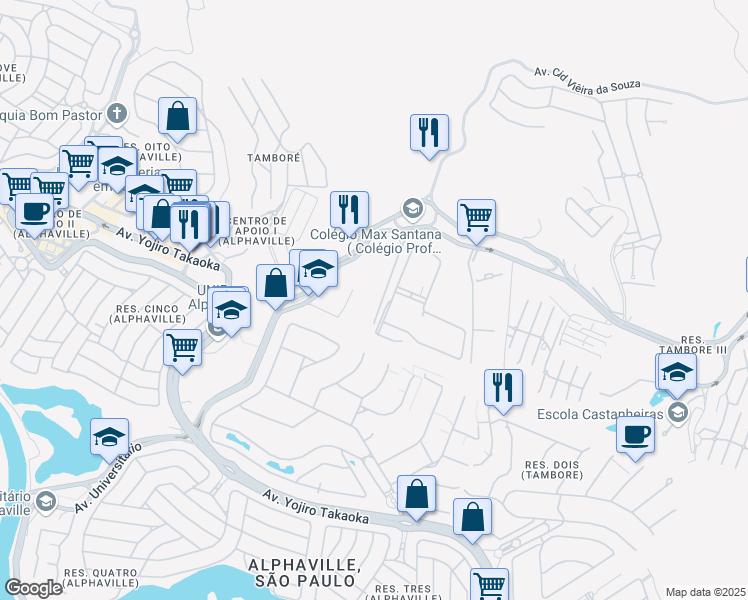 map of restaurants, bars, coffee shops, grocery stores, and more near 249 Avenida Marcos Penteado de Ulhôa Rodrigues in Santana de Parnaíba