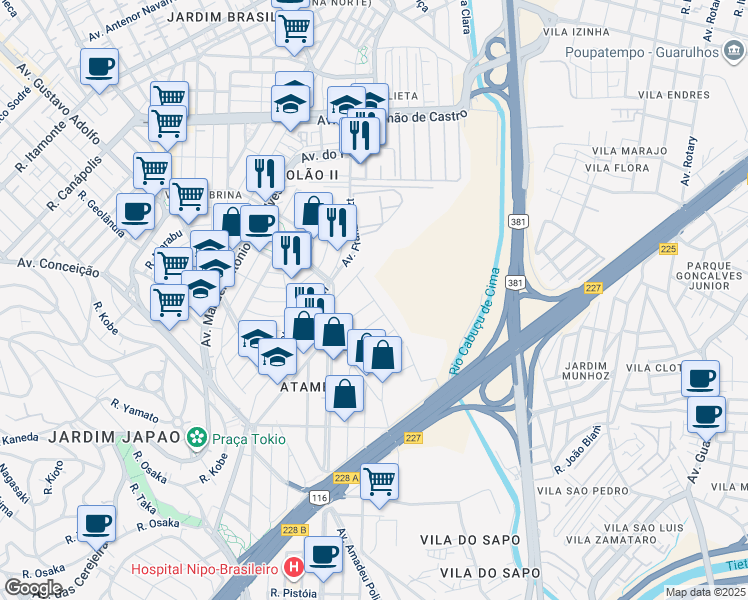 map of restaurants, bars, coffee shops, grocery stores, and more near 222 Rua Cabo Norberto Enrique Weber in Sao Paulo