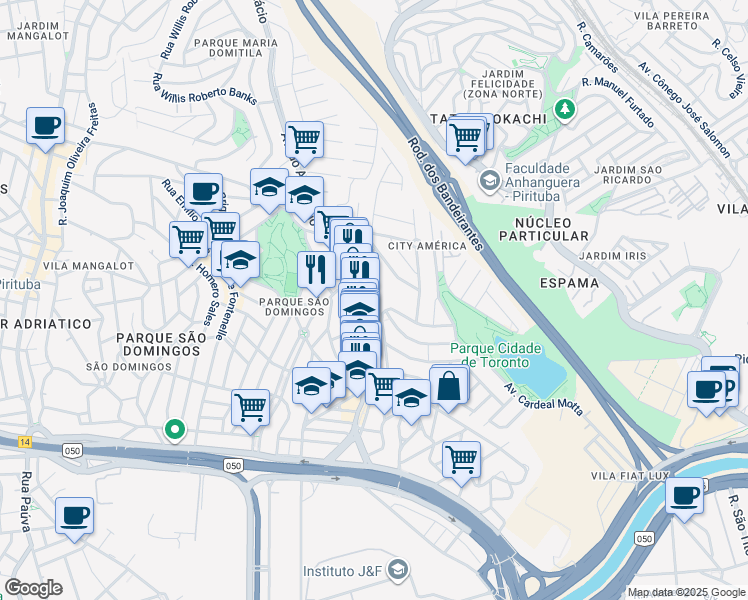 map of restaurants, bars, coffee shops, grocery stores, and more near 740 Avenida do Anastácio in São Paulo