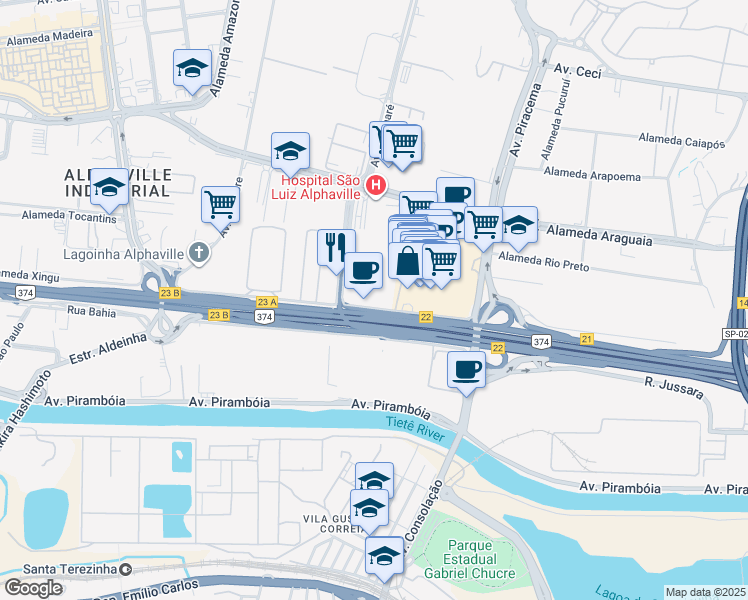 map of restaurants, bars, coffee shops, grocery stores, and more near 939 Avenida Marcos Penteado de Ulhoa Rodrigues in Barueri