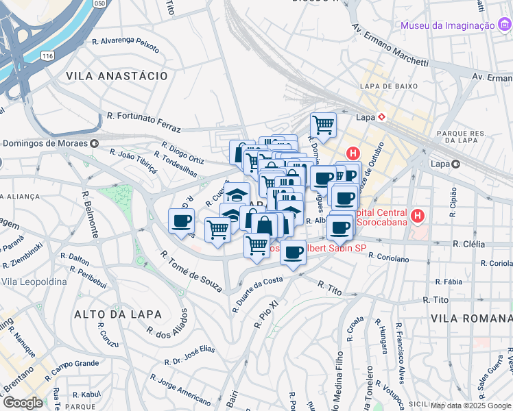map of restaurants, bars, coffee shops, grocery stores, and more near in São Paulo