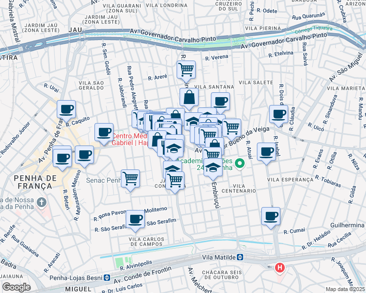 map of restaurants, bars, coffee shops, grocery stores, and more near 922 Avenida Amador Bueno da Veiga in Sao Paulo