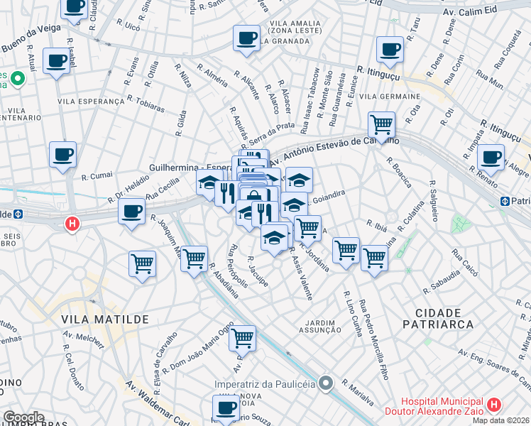 map of restaurants, bars, coffee shops, grocery stores, and more near 32 Rua Santo Alexandre in São Paulo
