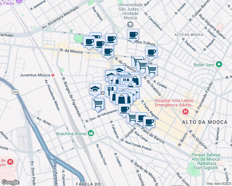 map of restaurants, bars, coffee shops, grocery stores, and more near in São Paulo