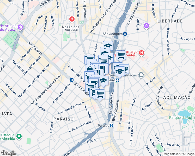 map of restaurants, bars, coffee shops, grocery stores, and more near 331 Rua João Julião in São Paulo