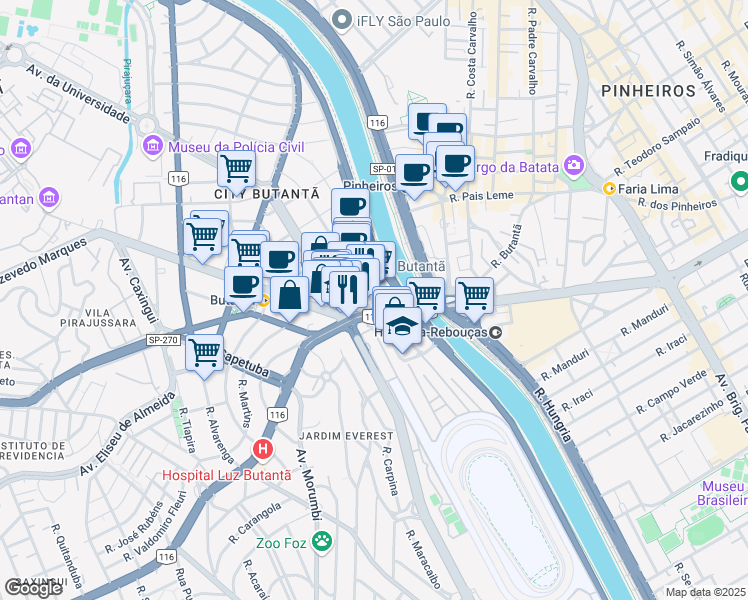 map of restaurants, bars, coffee shops, grocery stores, and more near 120 Rua Lemos Monteiro in São Paulo