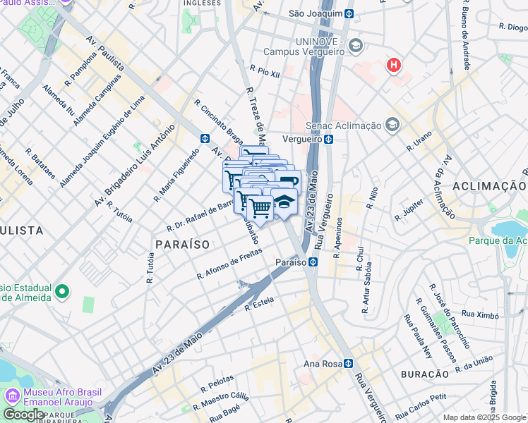 map of restaurants, bars, coffee shops, grocery stores, and more near 130 Rua Desembargador Eliseu Guilherme in São Paulo