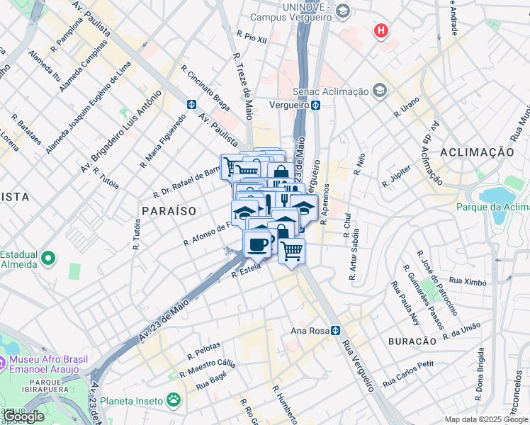 map of restaurants, bars, coffee shops, grocery stores, and more near 390 Rua Desembargador Eliseu Guilherme in São Paulo