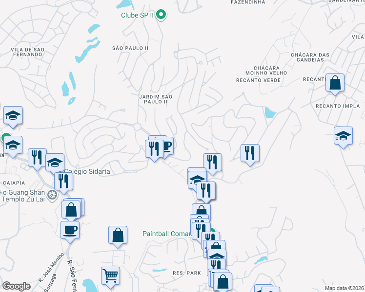 map of restaurants, bars, coffee shops, grocery stores, and more near 392 Rua Alexandre de Gusmão in Cotia