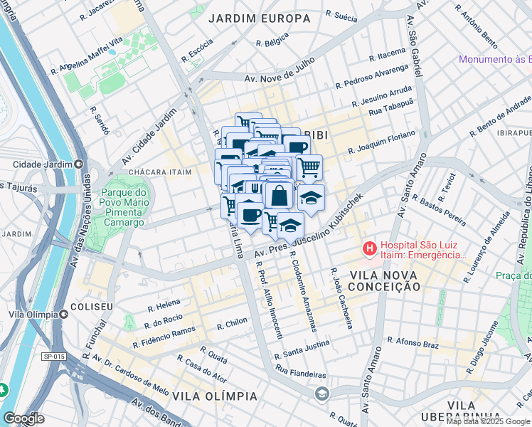 map of restaurants, bars, coffee shops, grocery stores, and more near 700 Rua Leopoldo Couto Magalhães Júnior in São Paulo