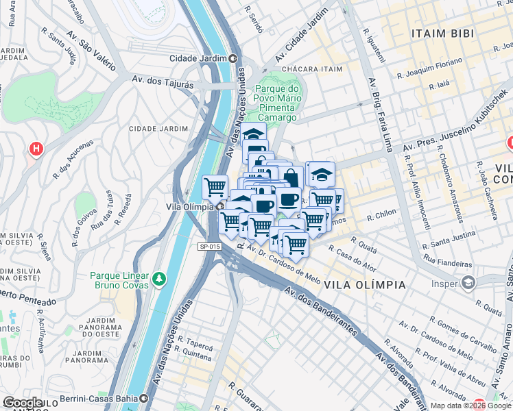 map of restaurants, bars, coffee shops, grocery stores, and more near in São Paulo
