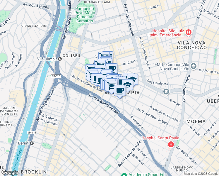 map of restaurants, bars, coffee shops, grocery stores, and more near 1195 Rua Gomes de Carvalho in São Paulo