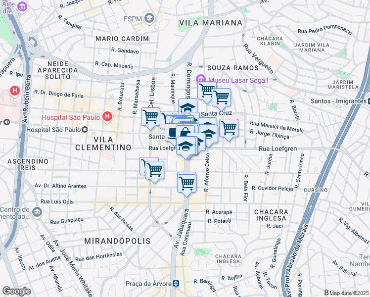 map of restaurants, bars, coffee shops, grocery stores, and more near 2668 Rua Domingos de Morais in São Paulo