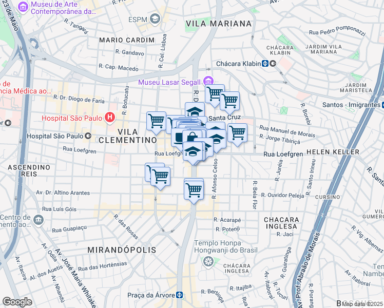 map of restaurants, bars, coffee shops, grocery stores, and more near 2668 Rua Domingos de Morais in São Paulo
