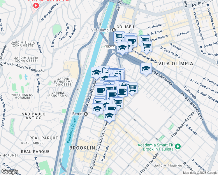 map of restaurants, bars, coffee shops, grocery stores, and more near 373 Rua Surubim in São Paulo