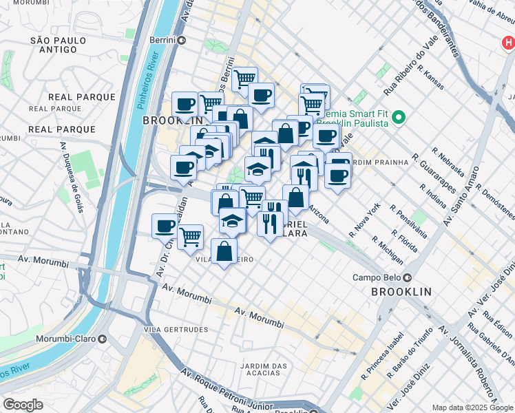 map of restaurants, bars, coffee shops, grocery stores, and more near 772 Avenida Jornalista Roberto Marinho in São Paulo