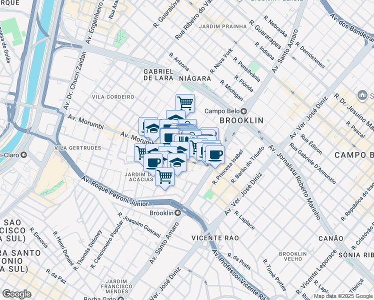 map of restaurants, bars, coffee shops, grocery stores, and more near 182 Rua Álvaro Rodrigues in São Paulo