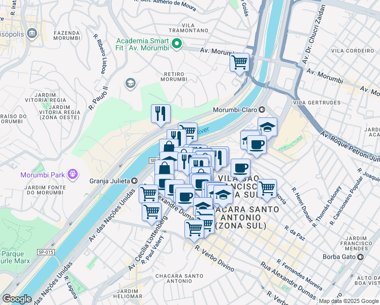 map of restaurants, bars, coffee shops, grocery stores, and more near 782 Rua Engenheiro Mesquita Sampaio in São Paulo