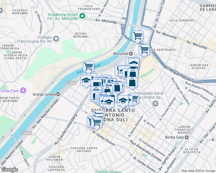 map of restaurants, bars, coffee shops, grocery stores, and more near 714 Rua Engenheiro Mesquita Sampaio in São Paulo