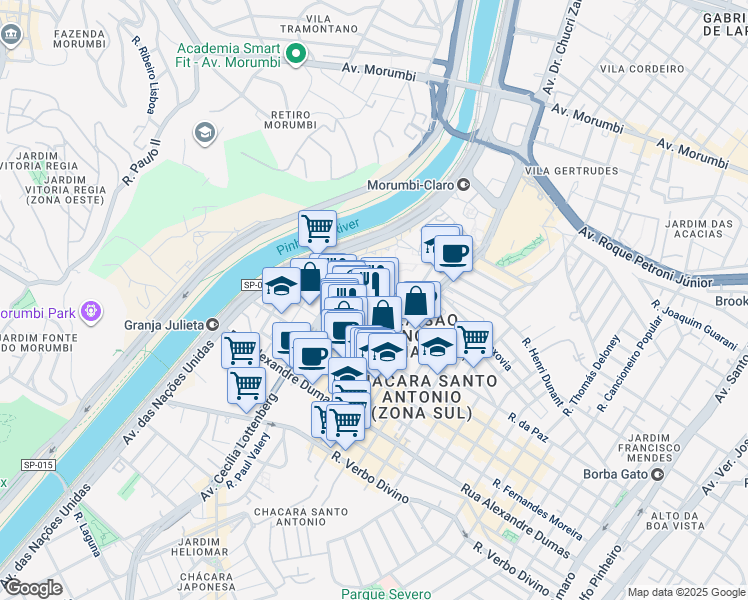map of restaurants, bars, coffee shops, grocery stores, and more near 714 Rua Engenheiro Mesquita Sampaio in Sao Paulo