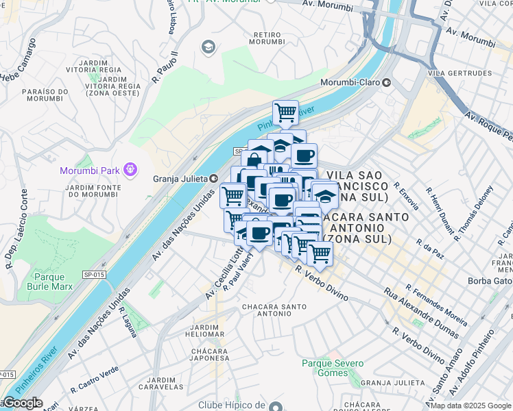 map of restaurants, bars, coffee shops, grocery stores, and more near 1976 Rua Alexandre Dumas in São Paulo