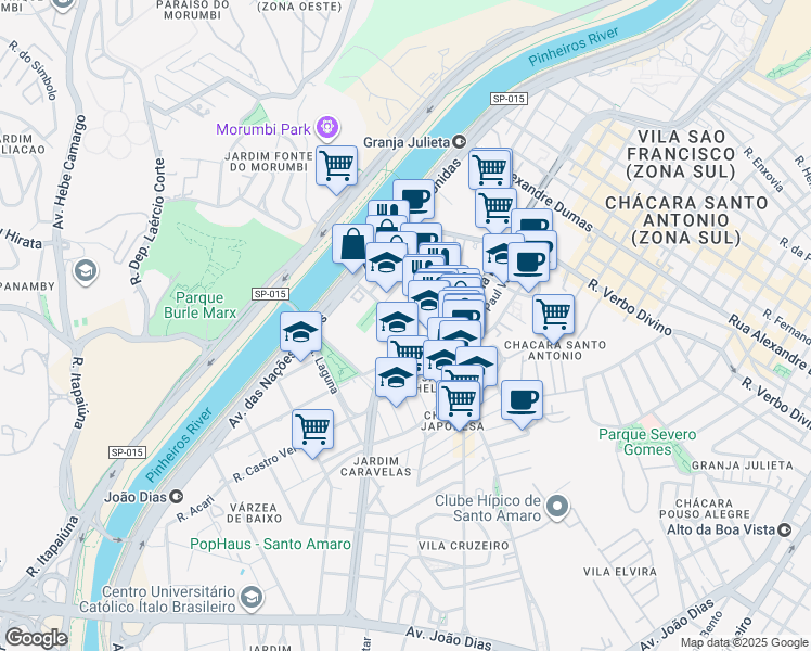 map of restaurants, bars, coffee shops, grocery stores, and more near 92 Rua Luís Correia de Melo in São Paulo