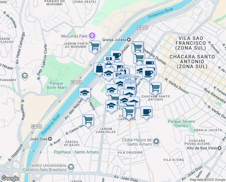 map of restaurants, bars, coffee shops, grocery stores, and more near 148 Rua Luís Correia de Melo in São Paulo