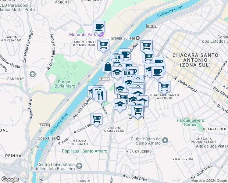 map of restaurants, bars, coffee shops, grocery stores, and more near 148 Rua Luís Correia de Melo in São Paulo