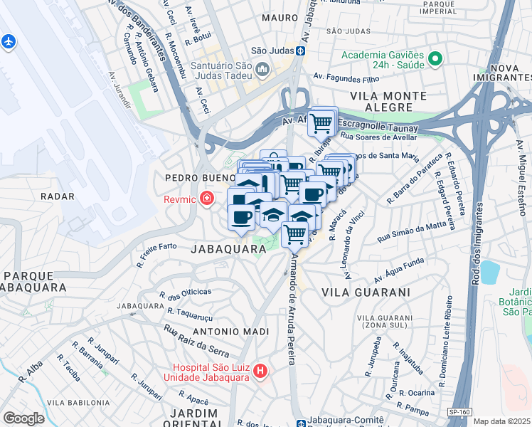 map of restaurants, bars, coffee shops, grocery stores, and more near 700 Avenida Engenheiro Armando de Arruda Pereira in São Paulo