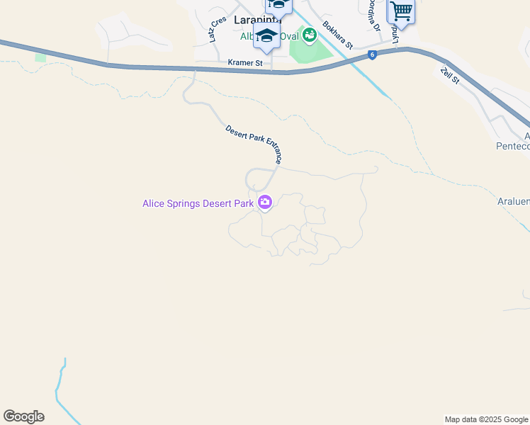 map of restaurants, bars, coffee shops, grocery stores, and more near 871 Larapinta Drive in Alice Springs