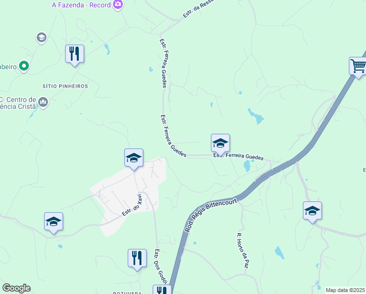 map of restaurants, bars, coffee shops, grocery stores, and more near 784 Estrada Ferreira Guedes in Itapecerica da Serra
